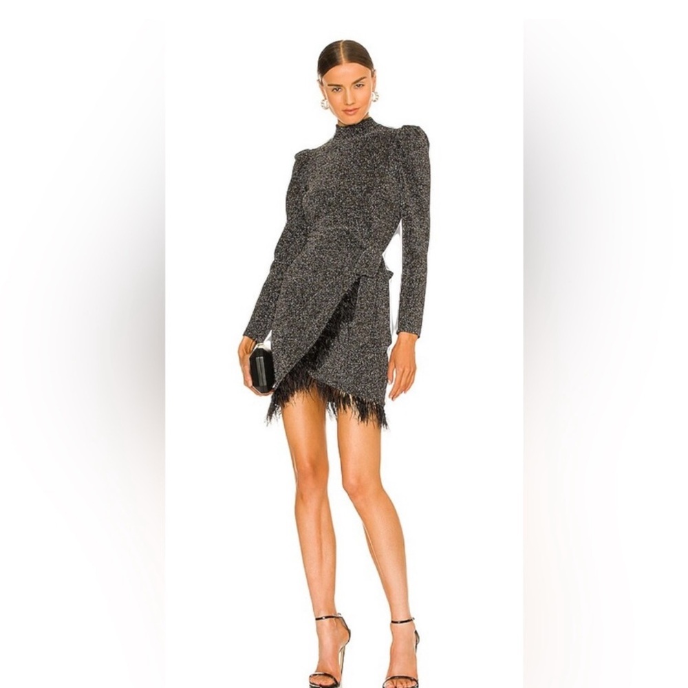 SAYLOR Black Long Sleeve Dress with Fringe
